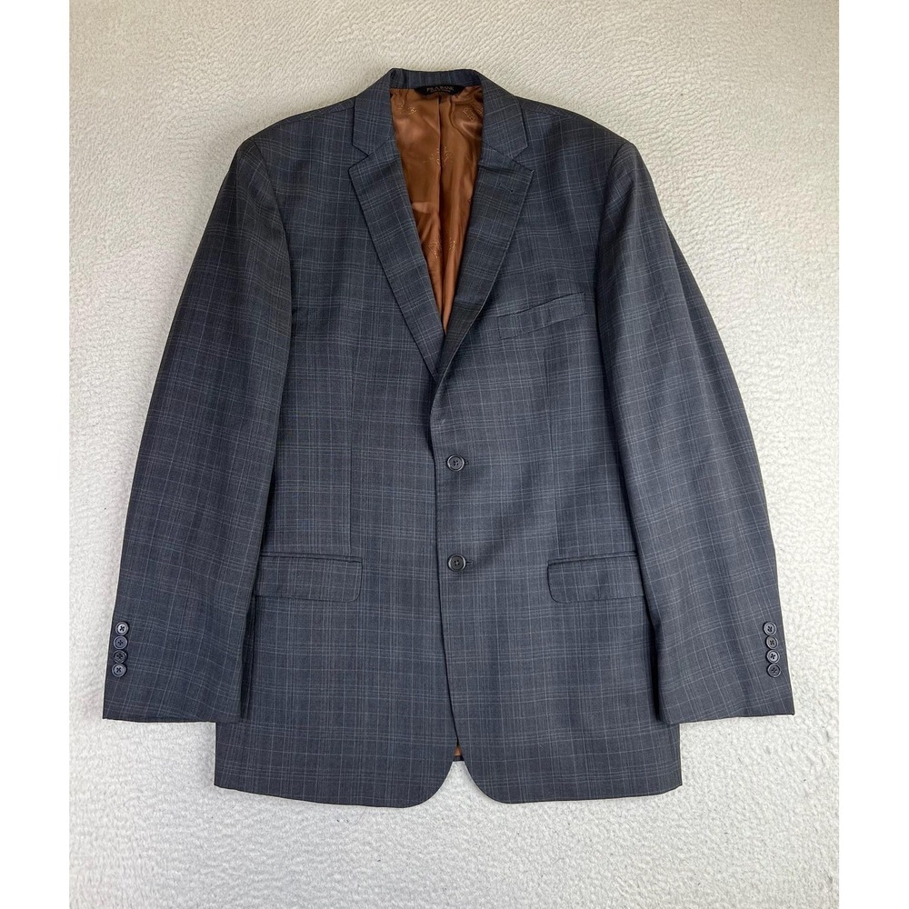 Jos. A. Bank Suit Jacket Mens 42L Gray Plaid Wool Slim Fit 2 Button Joseph
